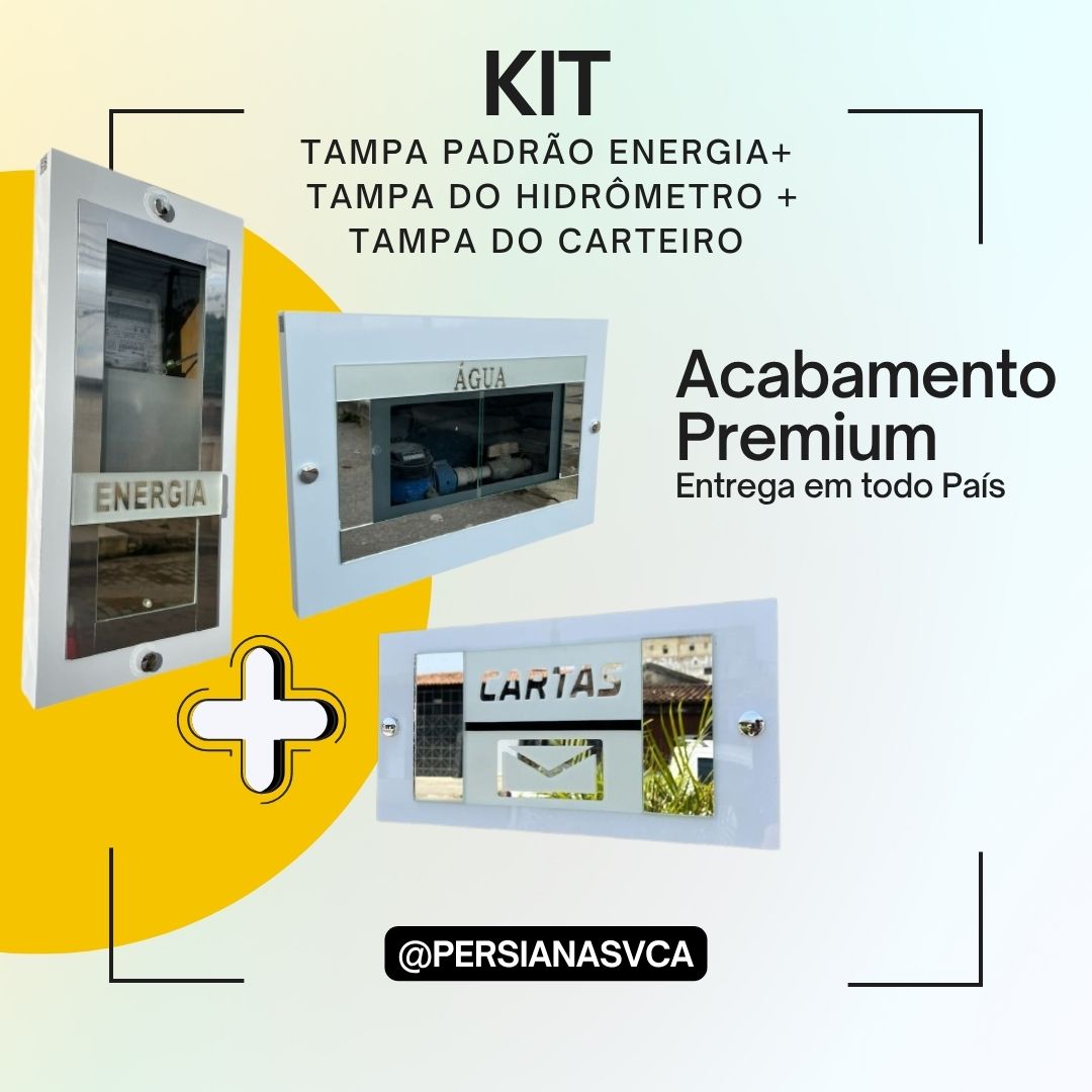 Kit Tampas: Medidor de Energia + Hidrômetro + Carteiro - Frete Grátis