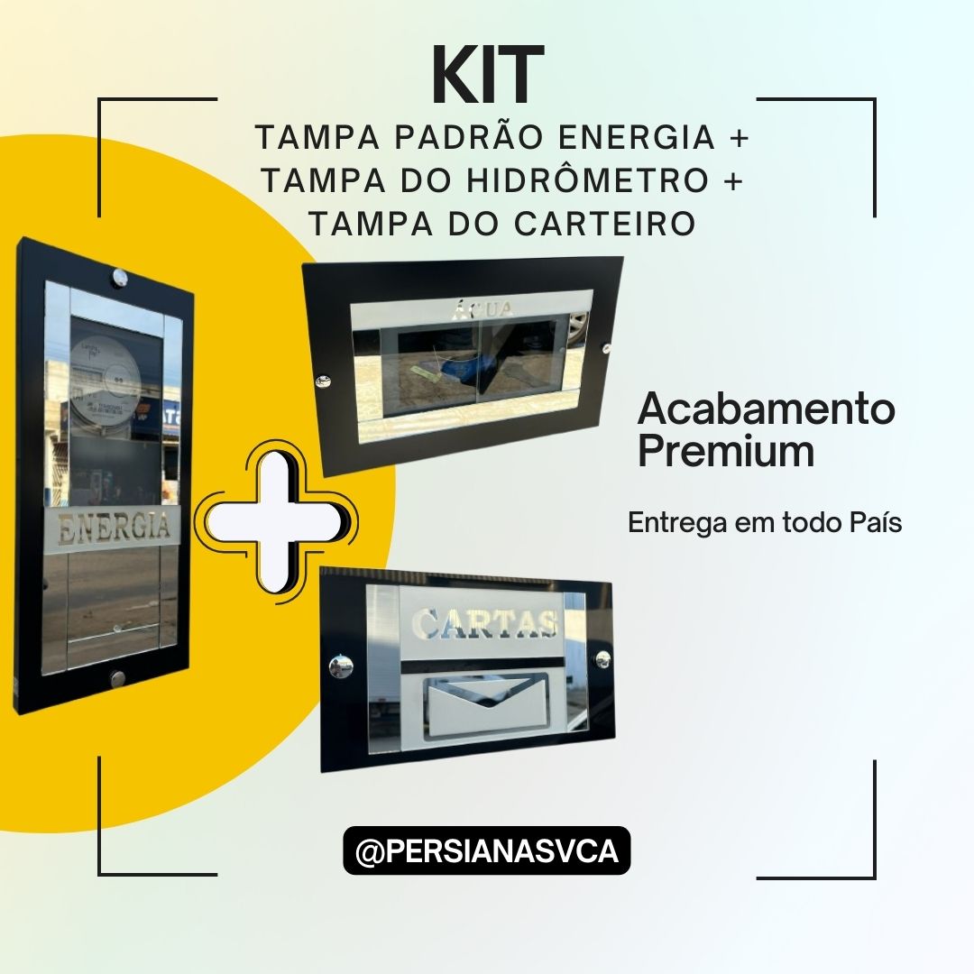 Kit Tampas: Medidor de Energia + Hidrômetro + Carteiro - Frete Grátis
